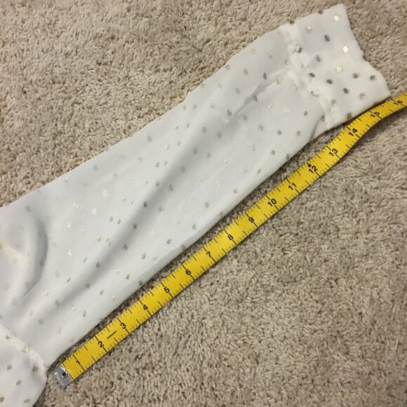 Wassaio White Sheer Gold Polka Dot Disco Button Down Dress Shirt - Picture 14 of 16